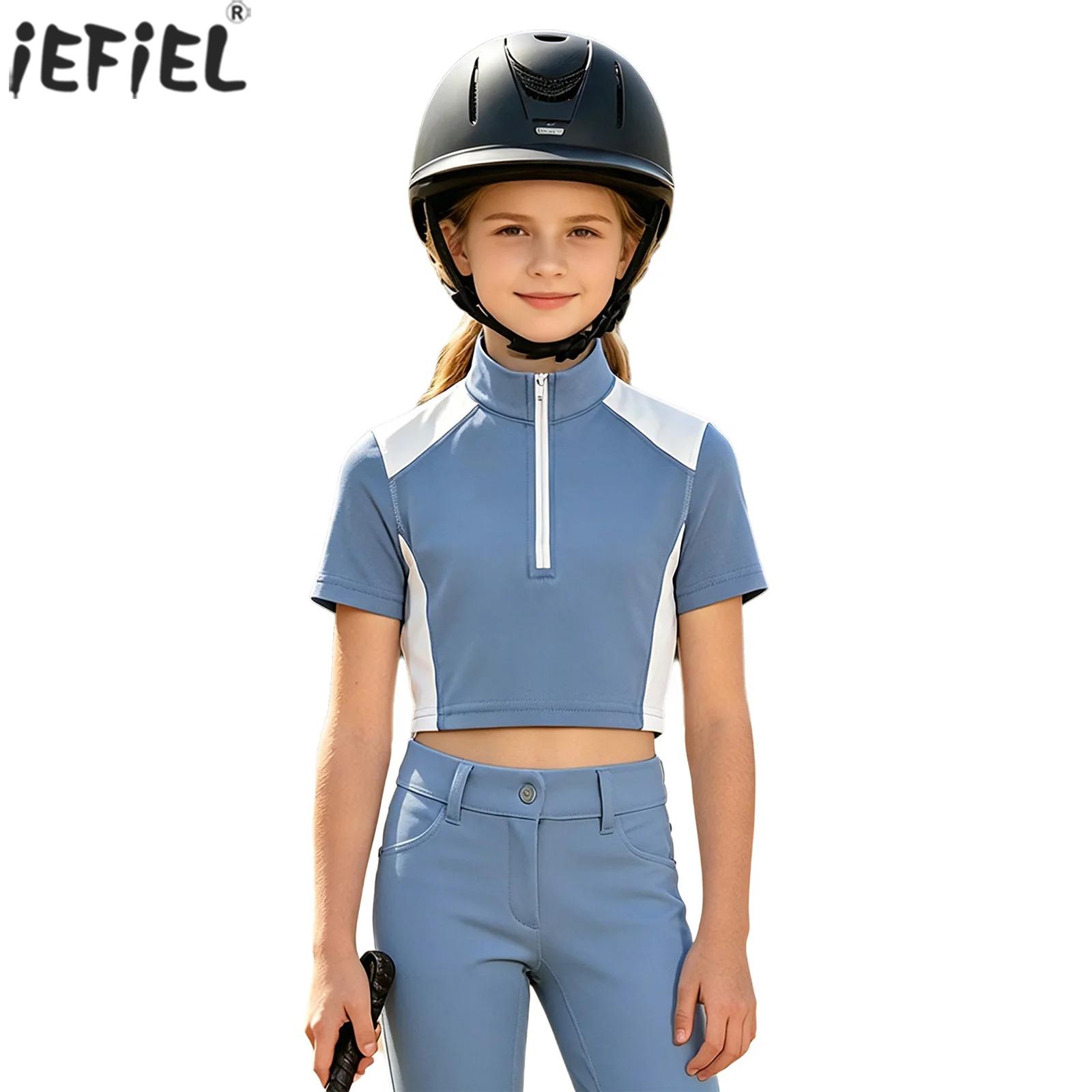 Summer Equestrian Clothing - Dziewczęca koszulka sportowa do jazdy konnej,