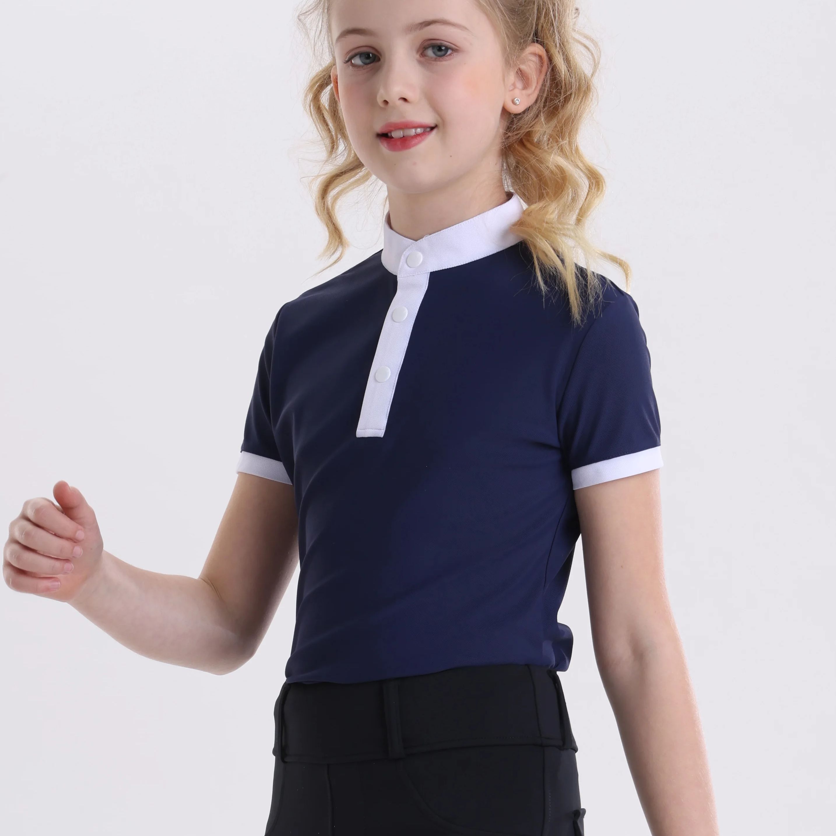 Summer Equestrian Clothing - Letnia dziecięca koszulka jeździecka z krótkim