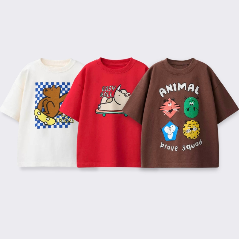 Summer Clothing Baby Boy - Koszulka z nadrukiem kreskówkowym dla dzieci,