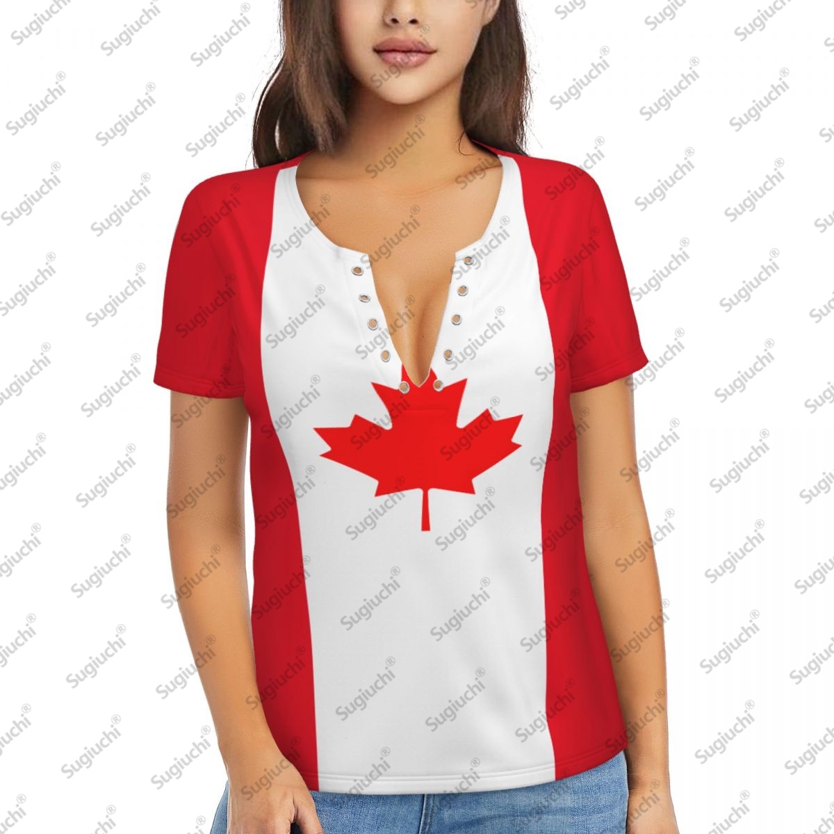 Summer Clothing Women Canada - 2025 Kanada Flaga Seksowny głęboki dekolt