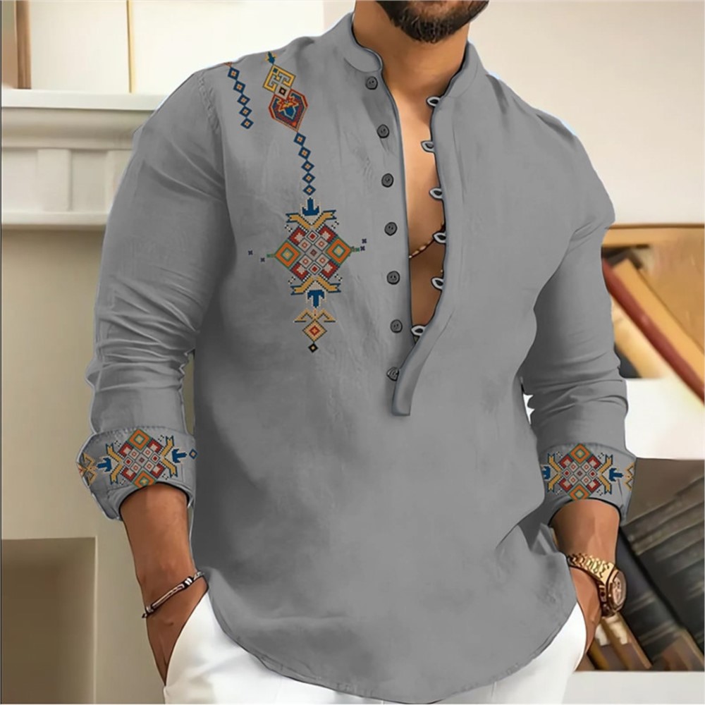 Summer Clothing Men 2025 - Męska koszula hawajska z długim rękawem,