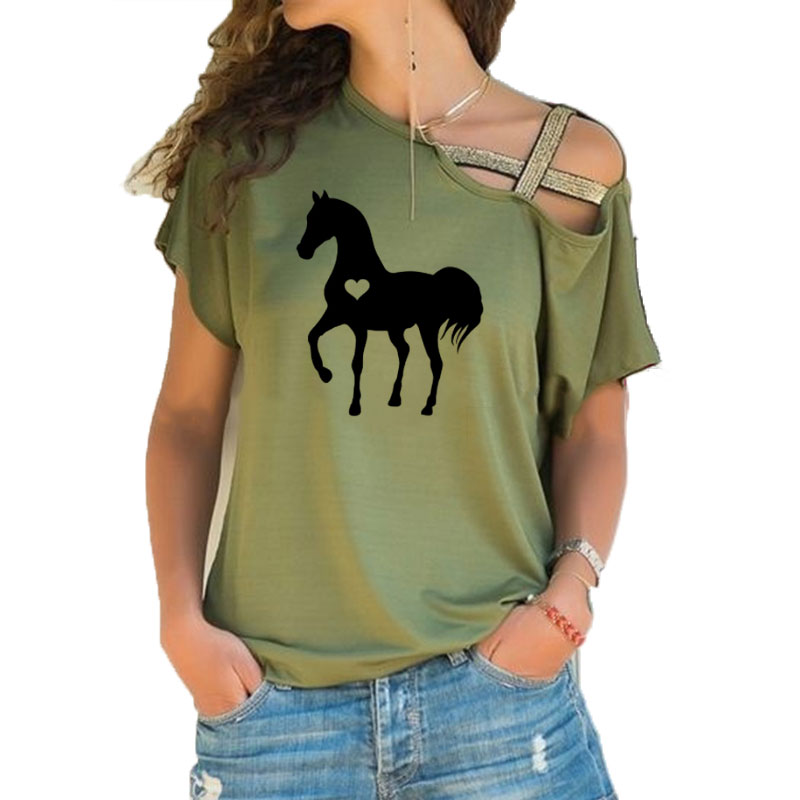 Summer Equestrian Clothing - Lato nowe serce koń tshirt prezent