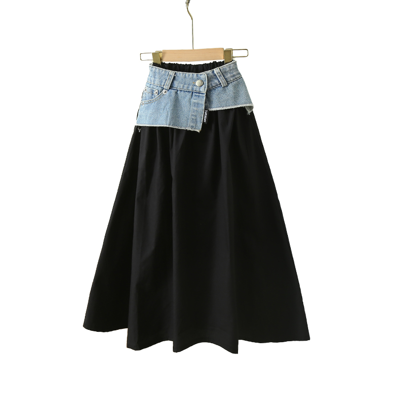 Summer Clothing For Teen Girls - Koreańska dziecięca długa patchworkowa spódnica dżinsowa