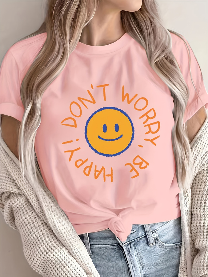 Summer Clothing Trends For Women 2026 - Casualowa koszulka z okrągłym dekoltem, nadrukiem