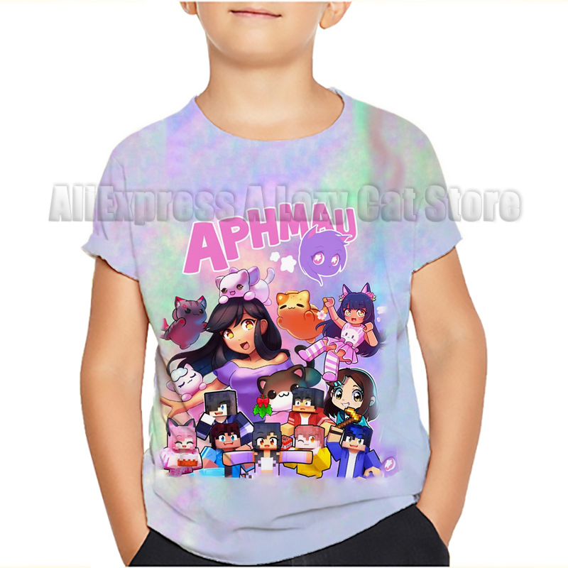 Aphmau Meows kot T-shirty z mo – Summer Clothing Baby Boy recenzja i cena