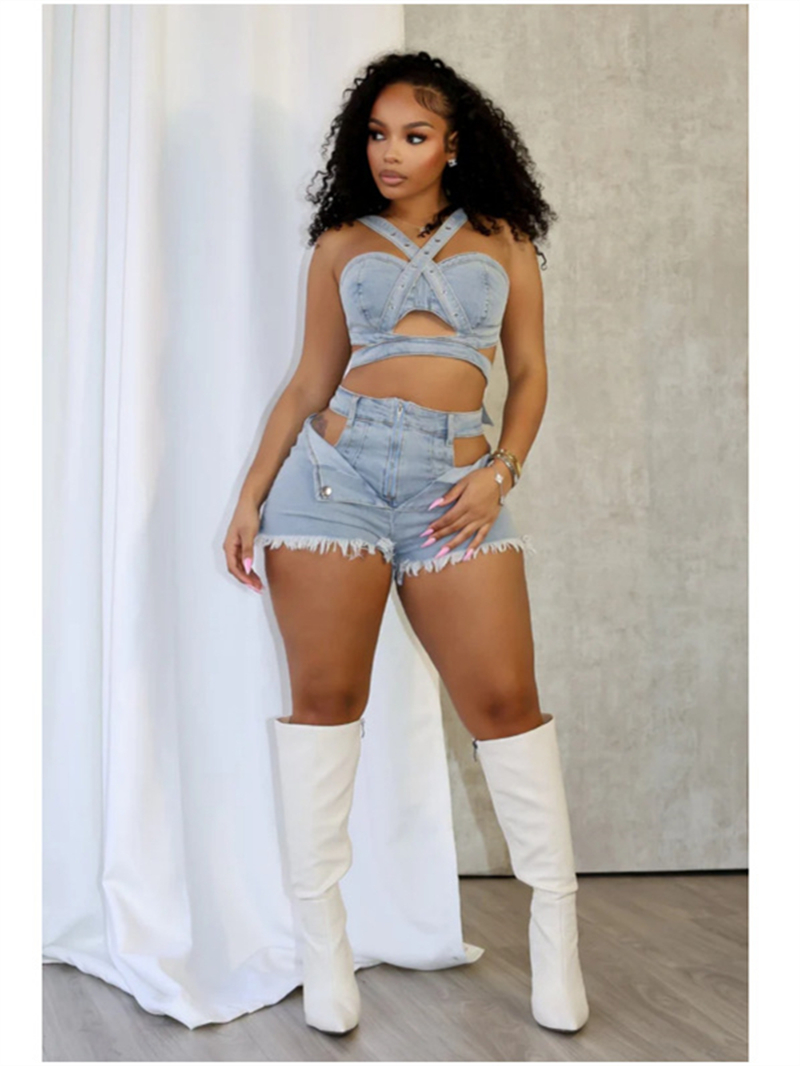 Seksowne jeansowe 2-częściowe  – Summer Clothing Model recenzja i cena