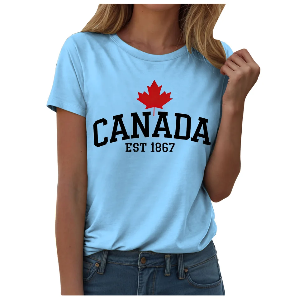 Koszulka damska z flagą Kanady – Summer Clothing Women Canada recenzja i cena