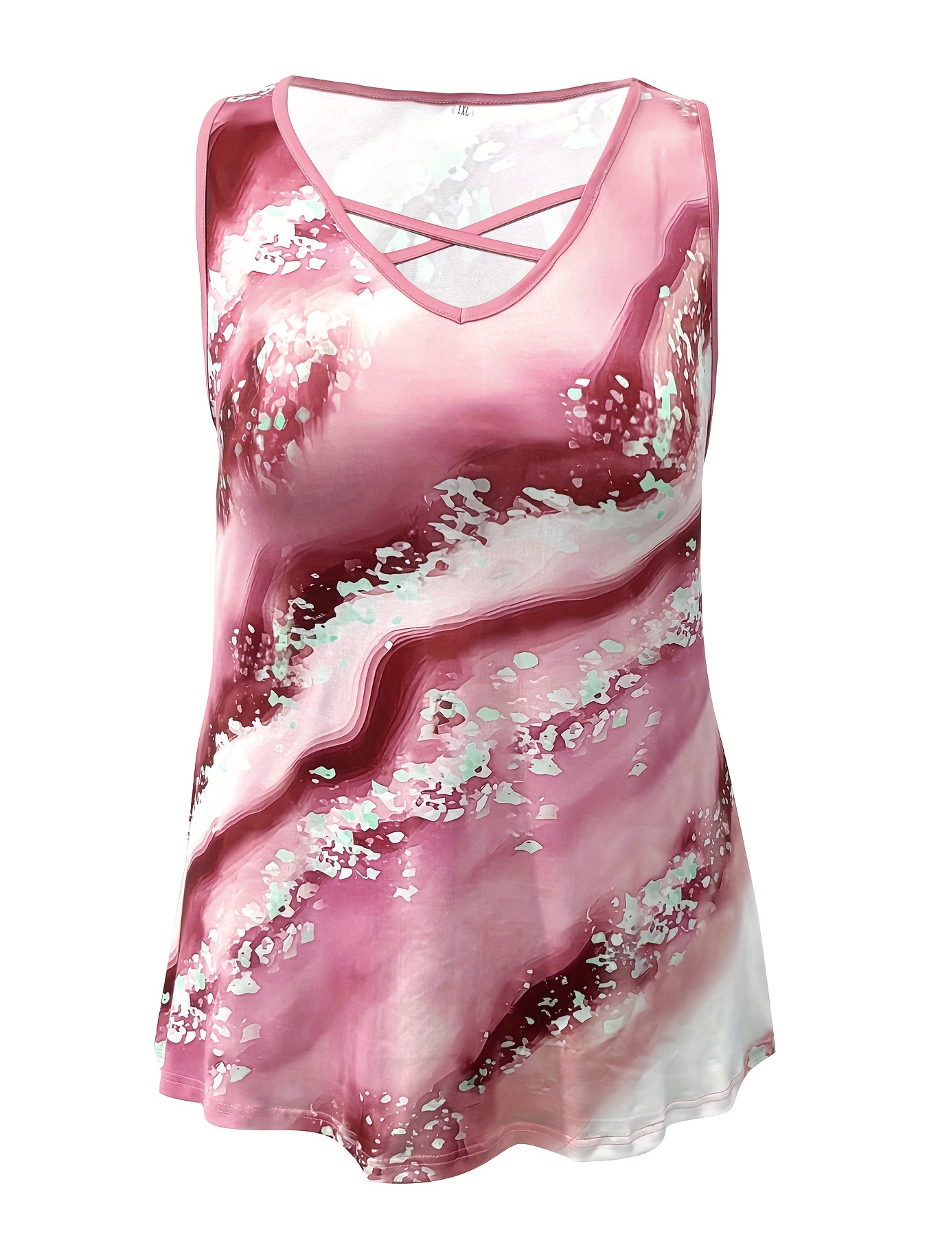 Plus Size Marble Print Tank To – Summer Upf Clothing recenzja i cena